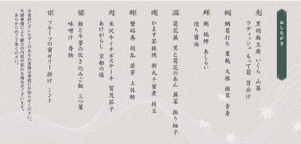中信味覚の会 おしながき